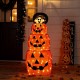 Glitzhome 48"H Lighted Halloween 3D Extendable Fabric Jack-O-Lantern Outdoor Décor 120 Warm White LED Lights