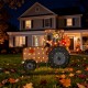 Glitzhome 44"L Fall 2D Lighted Scarecrow on Tractor Outdoor Décor with 100 warm White LED Lights