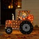 Glitzhome 44"L Fall 2D Lighted Scarecrow on Tractor Outdoor Décor with 100 warm White LED Lights