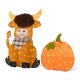 Glitzhome S/2 Fall 2.5D Lighted Pumpkin and Highland Cow Outdoor Décor with 130 warm White LED Lights