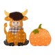 Glitzhome S/2 Fall 2.5D Lighted Pumpkin and Highland Cow Outdoor Décor with 130 warm White LED Lights
