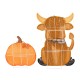 Glitzhome S/2 Fall 2.5D Lighted Pumpkin and Highland Cow Outdoor Décor with 130 warm White LED Lights
