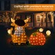 Glitzhome S/2 Fall 2.5D Lighted Pumpkin and Highland Cow Outdoor Décor with 130 warm White LED Lights