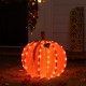 Glitzhome 25"H Fall 3D Lighted Foldable Pumpkin Outdoor Décor with 80 Golden Hued LED Lights & Timer