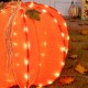 Glitzhome 25"H Fall 3D Lighted Foldable Pumpkin Outdoor Décor with 80 Golden Hued LED Lights & Timer