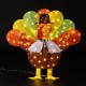 Glitzhome 35.5"L 2.5D Thanksgiving Lighted  Fabric Turkey  Outdoor Decor with 100 warm White LED Lights