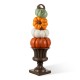 Glitzhome 30.75"H Fall MGO Stacked Pumpkin with Brown Urn Porch Decor