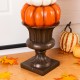 Glitzhome 30.75"H Fall MGO Stacked Pumpkin with Brown Urn Porch Decor