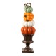 Glitzhome 30.75"H Fall MGO Stacked Pumpkin with Brown Urn Porch Decor