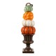 Glitzhome 30.75"H Fall MGO Stacked Pumpkin with Brown Urn Porch Decor