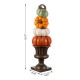 Glitzhome 30.75"H Fall MGO Stacked Pumpkin with Brown Urn Porch Decor