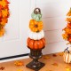 Glitzhome 30.75"H Fall MGO Stacked Pumpkin with Brown Urn Porch Decor
