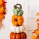 Glitzhome 30.75"H Fall MGO Stacked Pumpkin with Brown Urn Porch Decor