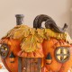 Glitzhome 8.5"L Fall Lighted Resin Pumpkin House Table Decor w/Timer