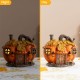 Glitzhome 8.5"L Fall Lighted Resin Pumpkin House Table Decor w/Timer