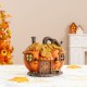 Glitzhome 8.5"L Fall Lighted Resin Pumpkin House Table Decor w/Timer