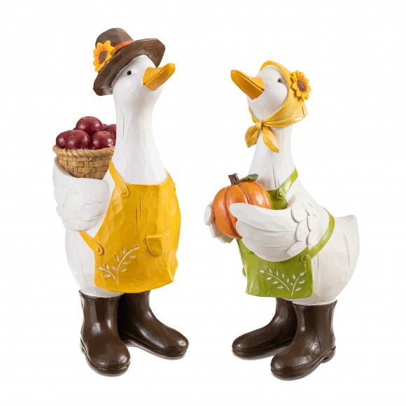 Glitzhome S/2 Fall Resin Geese Table Decor