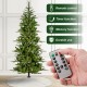 Glitzhome 6.5ft Pre-Lit Green Slim Fir Artificial Tree with 250 Warm White and Multi-Color C4 Strawberry Lights, 9 Function with Remote