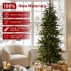 Glitzhome 6.5ft Pre-Lit Green Slim Fir Artificial Tree with 250 Warm White and Multi-Color C4 Strawberry Lights, 9 Function with Remote