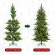 Glitzhome 6.5ft Pre-Lit Green Slim Fir Artificial Tree with 250 Warm White and Multi-Color C4 Strawberry Lights, 9 Function with Remote