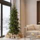 Glitzhome 6.5ft Pre-Lit Green Slim Fir Artificial Tree with 250 Warm White and Multi-Color C4 Strawberry Lights, 9 Function with Remote