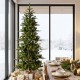 Glitzhome 6.5ft Pre-Lit Green Slim Fir Artificial Tree with 250 Warm White and Multi-Color C4 Strawberry Lights, 9 Function with Remote