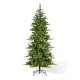 Glitzhome 6.5ft Pre-Lit Green Slim Fir Artificial Tree with 250 Warm White and Multi-Color C4 Strawberry Lights, 9 Function with Remote