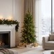 Glitzhome 6.5ft Pre-Lit Green Slim Fir Artificial Tree with 250 Warm White and Multi-Color C4 Strawberry Lights, 9 Function with Remote
