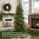 Glitzhome 6.5ft Pre-Lit Green Slim Fir Artificial Tree with 250 Warm White and Multi-Color C4 Strawberry Lights, 9 Function with Remote