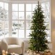 Glitzhome 6.5ft Pre-Lit Green Slim Fir Artificial Tree with 250 Warm White and Multi-Color C4 Strawberry Lights, 9 Function with Remote