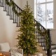 Glitzhome 6.5ft Pre-Lit Green Slim Fir Artificial Tree with 250 Warm White and Multi-Color C4 Strawberry Lights, 9 Function with Remote