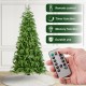 Glitzhome 6ft Pre-Lit Green Slim Fir Artificial Christmas Tree with 250 Warm White and Multi-Color Lights, 9 Function with Remote
