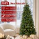 Glitzhome 6ft Pre-Lit Green Slim Fir Artificial Christmas Tree with 250 Warm White and Multi-Color Lights, 9 Function with Remote