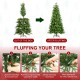 Glitzhome 6ft Pre-Lit Green Slim Fir Artificial Christmas Tree with 250 Warm White and Multi-Color Lights, 9 Function with Remote