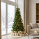Glitzhome 6ft Pre-Lit Green Slim Fir Artificial Christmas Tree with 250 Warm White and Multi-Color Lights, 9 Function with Remote