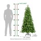 Glitzhome 6ft Pre-Lit Green Slim Fir Artificial Christmas Tree with 250 Warm White and Multi-Color Lights, 9 Function with Remote