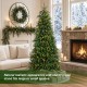 Glitzhome 6ft Pre-Lit Green Slim Fir Artificial Christmas Tree with 250 Warm White and Multi-Color Lights, 9 Function with Remote