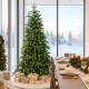Glitzhome 6ft Pre-Lit Green Slim Fir Artificial Christmas Tree with 250 Warm White and Multi-Color Lights, 9 Function with Remote