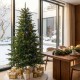 Glitzhome 6ft Pre-Lit Green Full Fir Artificial Christmas Tree with 300 Warm White and Multi-Color Twinkling Lights, 10 Function with Foot Pedal and Remote