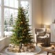 Glitzhome 6ft Pre-Lit Green Full Fir Artificial Christmas Tree with 300 Warm White and Multi-Color Twinkling Lights, 10 Function with Foot Pedal and Remote