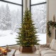 Glitzhome 6ft Pre-Lit Green Full Fir Artificial Christmas Tree with 300 Warm White and Multi-Color Twinkling Lights, 10 Function with Foot Pedal and Remote