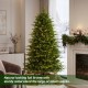Glitzhome 6ft Pre-Lit Green Full Fir Artificial Christmas Tree with 300 Warm White and Multi-Color Twinkling Lights, 10 Function with Remote and Foot Pedal