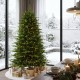 Glitzhome 6ft Pre-Lit Green Full Fir Artificial Christmas Tree with 300 Warm White and Multi-Color Twinkling Lights, 10 Function with Remote and Foot Pedal