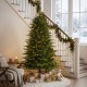 Glitzhome 6ft Pre-Lit Green Full Fir Artificial Christmas Tree with 300 Warm White and Multi-Color Twinkling Lights, 10 Function with Remote and Foot Pedal
