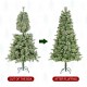 Glitzhome 6ft Pre-Lit Green Cashmere Slim Pine Artificial Christmas Tree with 250 Warm White and Multi-color Globe Lights, 9 function with Foot Pedal and Remote
