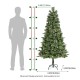 Glitzhome 6ft Pre-Lit Green Cashmere Slim Pine Artificial Christmas Tree with 250 Warm White and Multi-color Globe Lights, 9 function with Foot Pedal and Remote