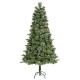 Glitzhome 6ft Pre-Lit Green Cashmere Slim Pine Artificial Christmas Tree with 250 Warm White and Multi-color Globe Lights, 9 function with Foot Pedal and Remote