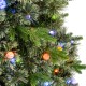 Glitzhome 6ft Pre-Lit Green Cashmere Slim Pine Artificial Christmas Tree with 250 Warm White and Multi-color Globe Lights, 9 function with Foot Pedal and Remote