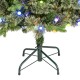 Glitzhome 6ft Pre-Lit Green Cashmere Slim Pine Artificial Christmas Tree with 250 Warm White and Multi-color Globe Lights, 9 function with Foot Pedal and Remote