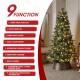 Glitzhome 6ft Pre-Lit Green Cashmere Slim Pine Artificial Christmas Tree with 250 Warm White and Multi-color Globe Lights, 9 function with Foot Pedal and Remote